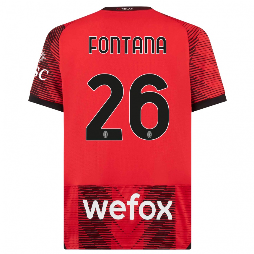 Hombre Fútbol Camiseta Francesco Fontana #26 Negro Rojo 1ª Equipación 2023/24 Perú