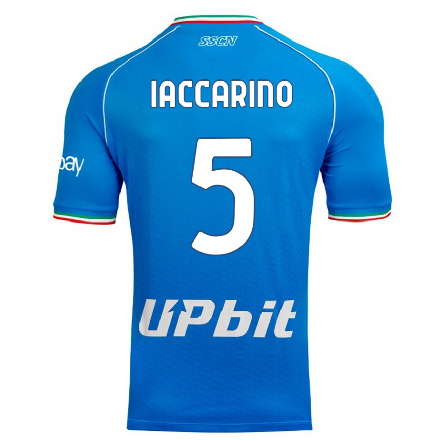 Hombre Fútbol Camiseta Gennaro Iaccarino #5 Cielo Azul 1ª Equipación 2023/24 Perú