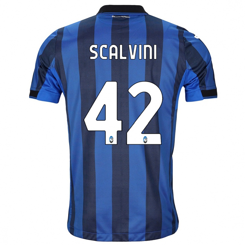 Hombre Fútbol Camiseta Giorgio Scalvini #42 Azul Negro 1ª Equipación 2023/24 Perú