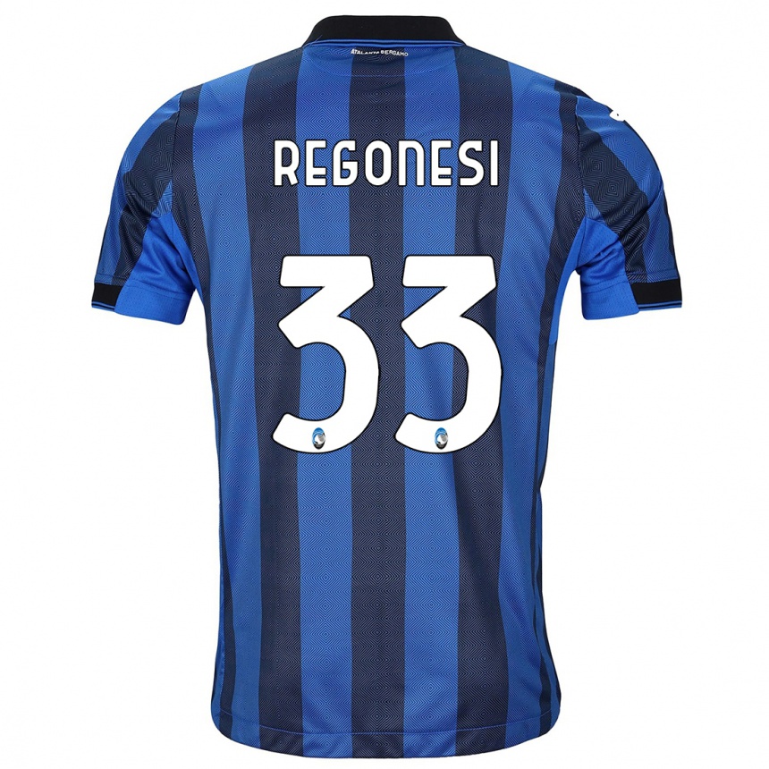 Hombre Fútbol Camiseta Iacopo Regonesi #33 Azul Negro 1ª Equipación 2023/24 Perú