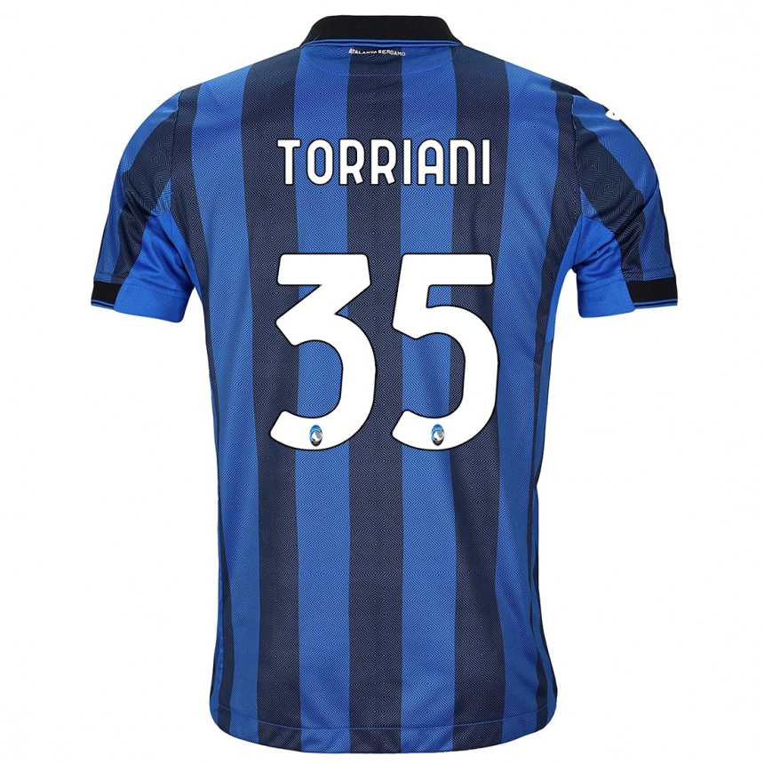 Hombre Fútbol Camiseta Andrea Torriani #35 Azul Negro 1ª Equipación 2023/24 Perú