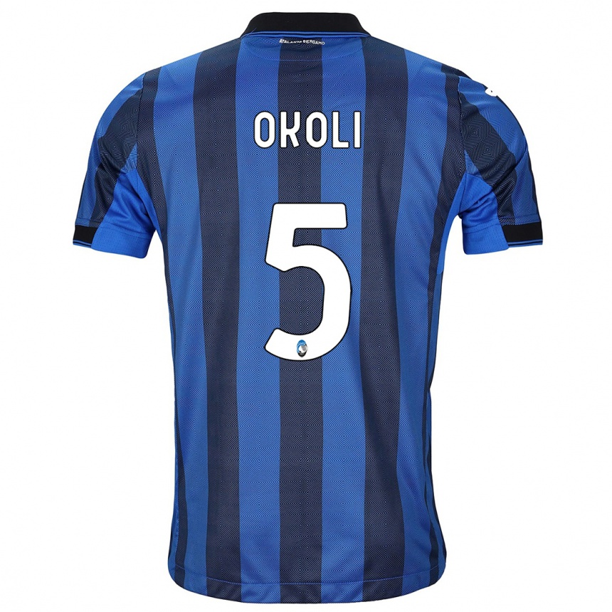 Hombre Fútbol Camiseta Caleb Okoli #5 Azul Negro 1ª Equipación 2023/24 Perú