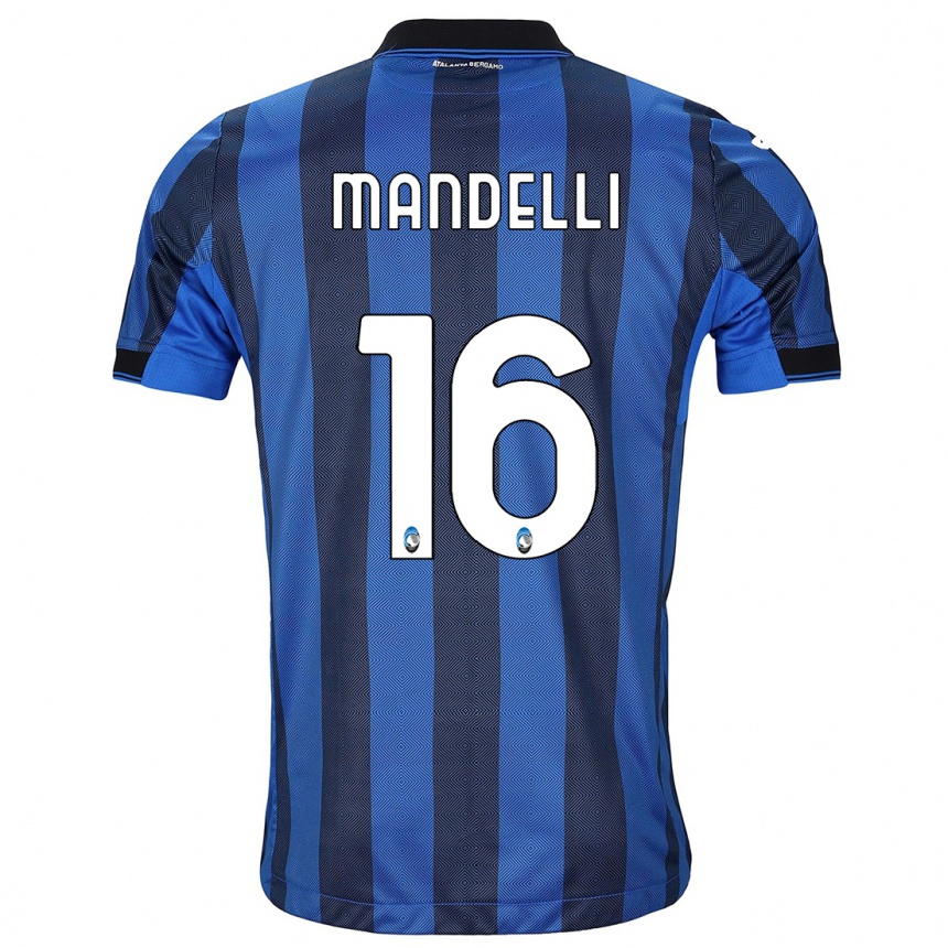 Hombre Fútbol Camiseta Giulia Mandelli #16 Azul Negro 1ª Equipación 2023/24 Perú