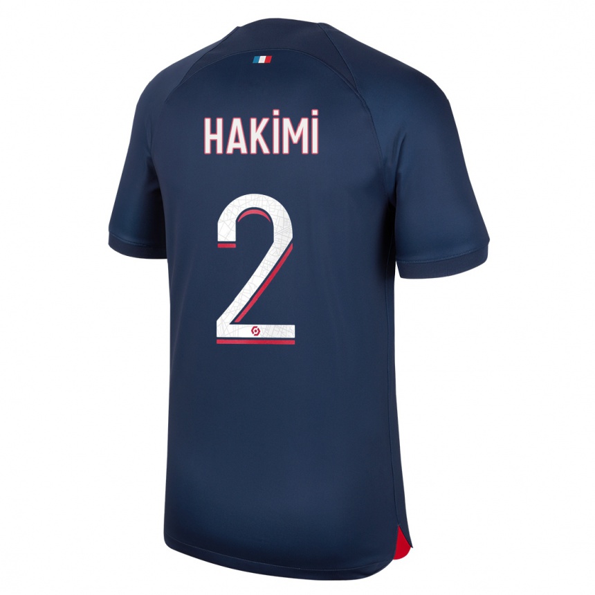 Hombre Fútbol Camiseta Achraf Hakimi #2 Azul Rojo 1ª Equipación 2023/24 Perú