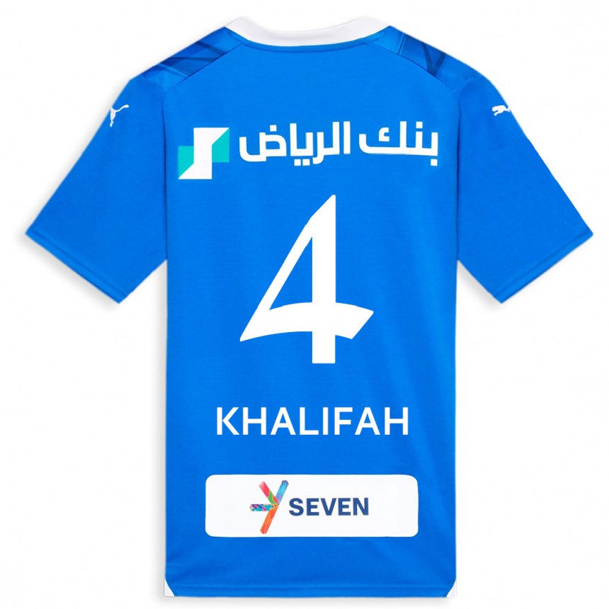 Hombre Fútbol Camiseta Khalifah Al-Dawsari #4 Azul 1ª Equipación 2023/24 Perú