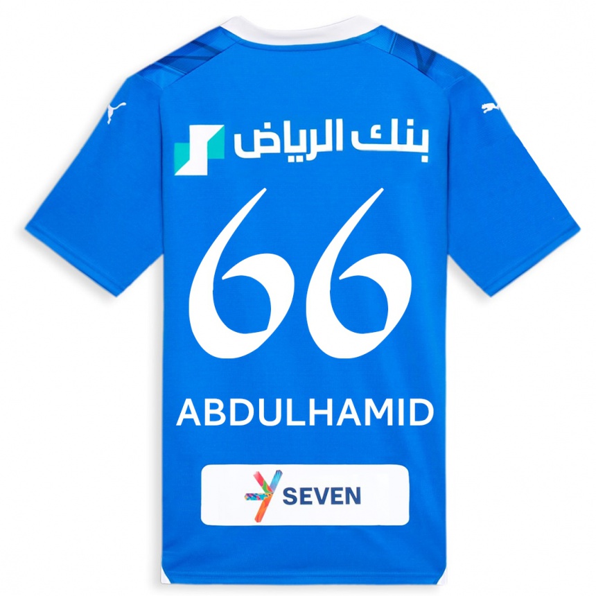 Hombre Fútbol Camiseta Saud Abdulhamid #66 Azul 1ª Equipación 2023/24 Perú