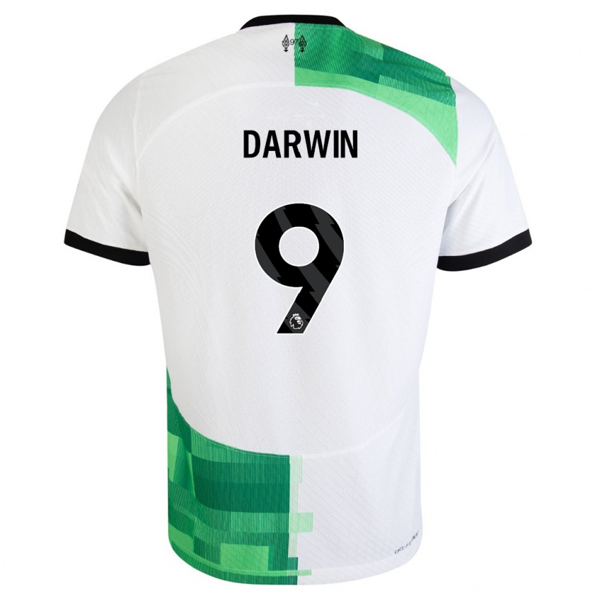 Hombre Fútbol Camiseta Darwin Nunez #9 Blanco Verde 2ª Equipación 2023/24 Perú