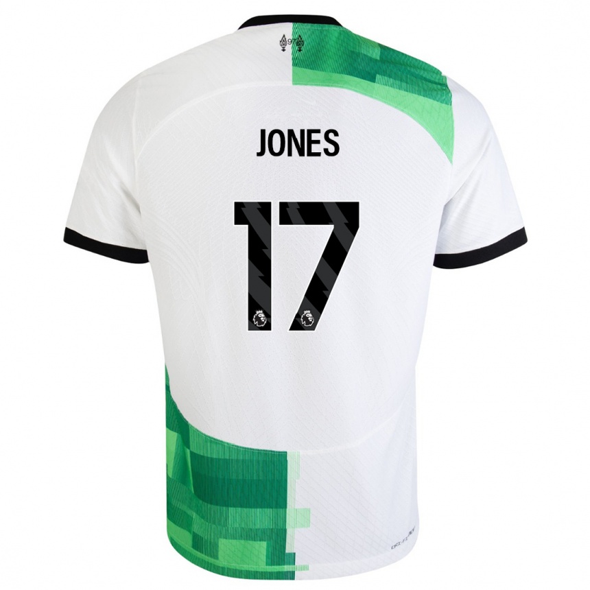 Hombre Fútbol Camiseta Curtis Jones #17 Blanco Verde 2ª Equipación 2023/24 Perú