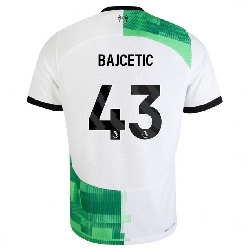 Hombre Fútbol Camiseta Stefan Bajcetic #43 Blanco Verde 2ª Equipación 2023/24 Perú