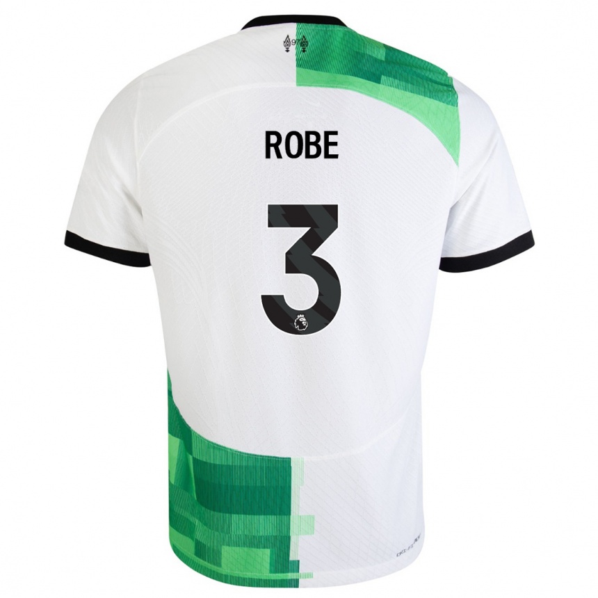 Hombre Fútbol Camiseta Leighanne Robe #3 Blanco Verde 2ª Equipación 2023/24 Perú