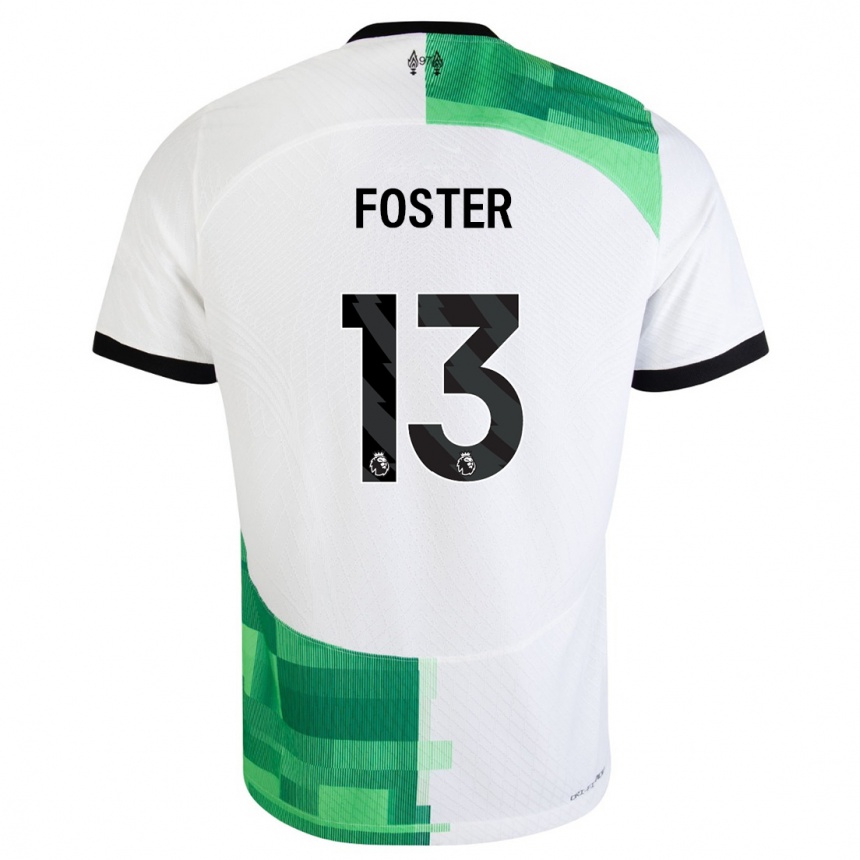 Hombre Fútbol Camiseta Rylee Foster #13 Blanco Verde 2ª Equipación 2023/24 Perú