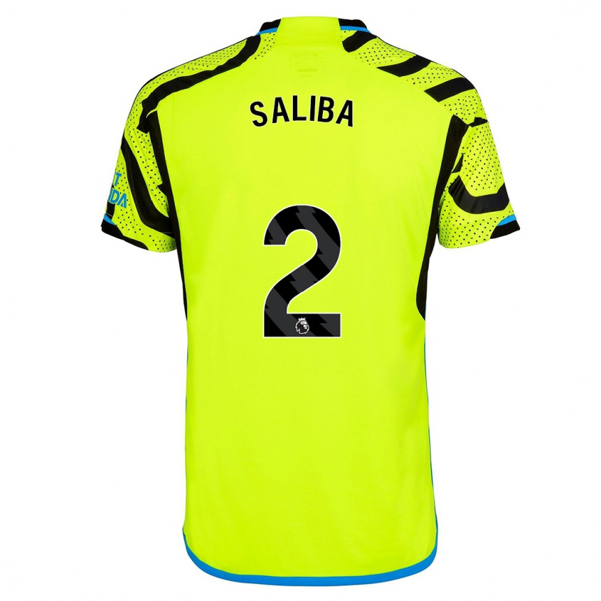 Hombre Fútbol Camiseta William Saliba #2 Amarillo 2ª Equipación 2023/24 Perú