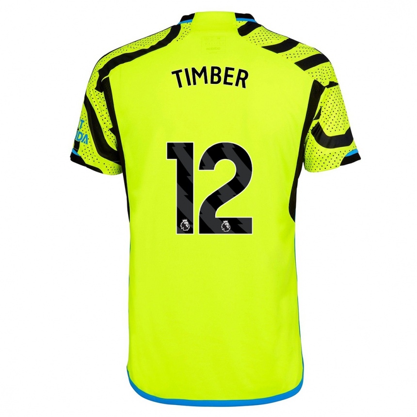 Hombre Fútbol Camiseta Jurrien Timber #12 Amarillo 2ª Equipación 2023/24 Perú