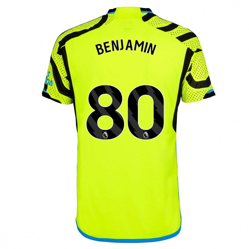 Hombre Fútbol Camiseta Omari Benjamin #80 Amarillo 2ª Equipación 2023/24 Perú