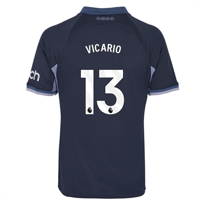 Hombre Fútbol Camiseta Guglielmo Vicario #13 Azul Oscuro 2ª Equipación 2023/24 Perú