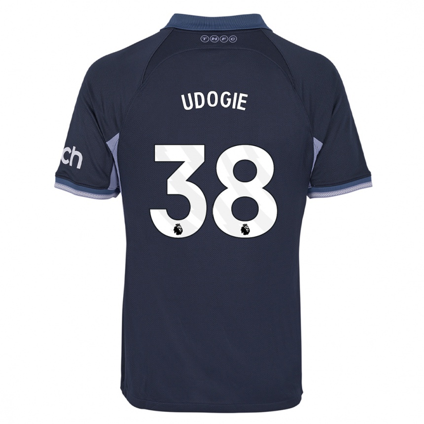 Hombre Fútbol Camiseta Destiny Udogie #38 Azul Oscuro 2ª Equipación 2023/24 Perú