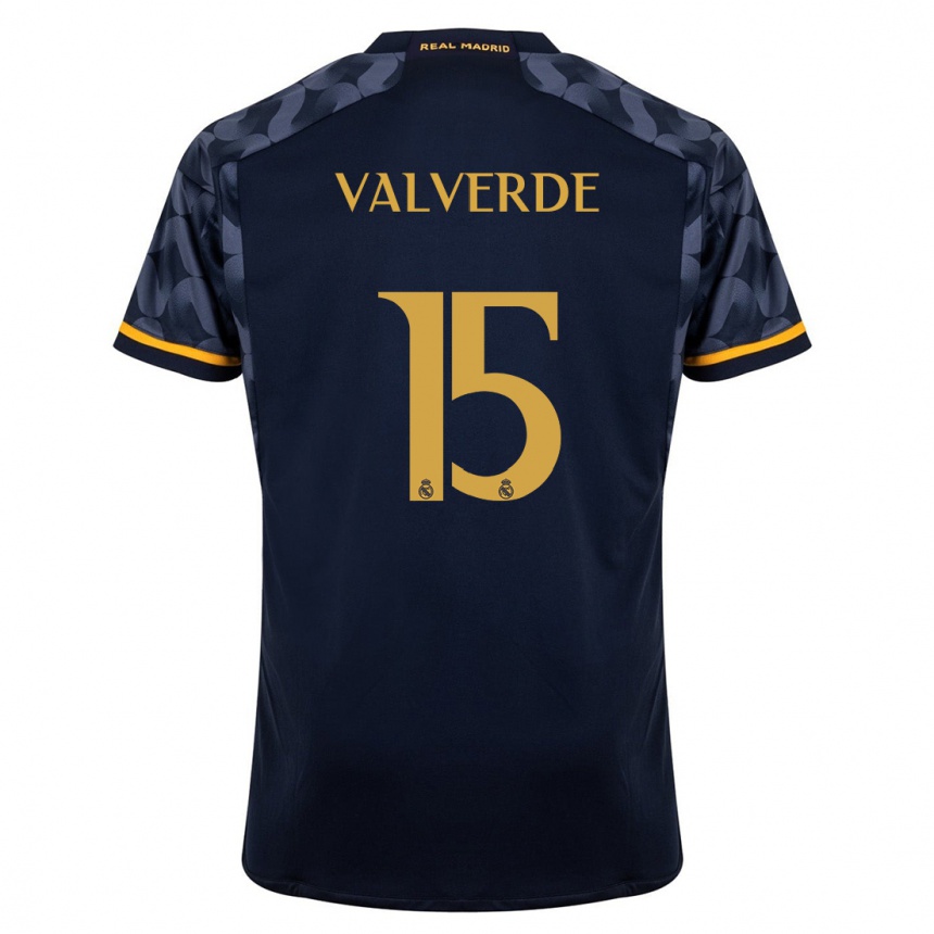 Hombre Fútbol Camiseta Federico Valverde #15 Azul Oscuro 2ª Equipación 2023/24 Perú