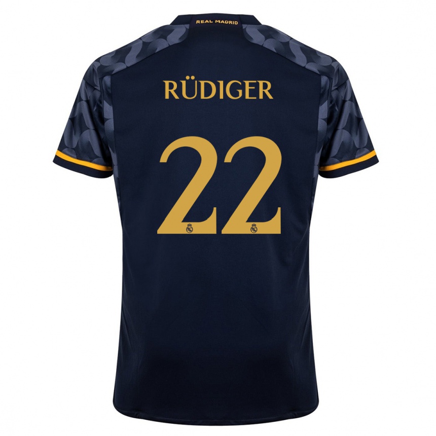 Hombre Fútbol Camiseta Antonio Rudiger #22 Azul Oscuro 2ª Equipación 2023/24 Perú