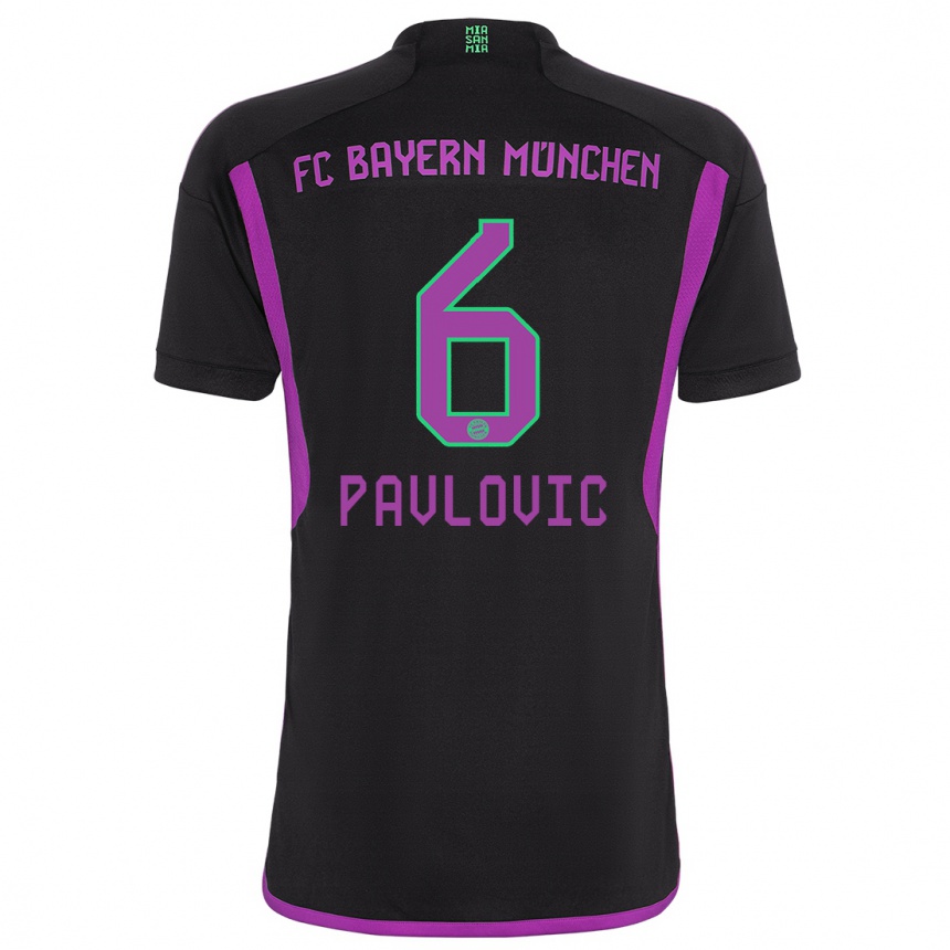 Hombre Fútbol Camiseta Aleksandar Pavlovic #6 Negro 2ª Equipación 2023/24 Perú