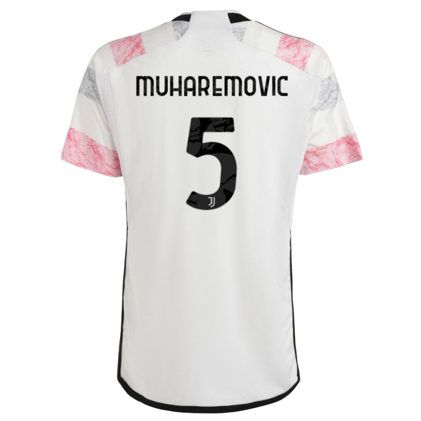 Hombre Fútbol Camiseta Tarik Muharemovic #5 Blanco Rosa 2ª Equipación 2023/24 Perú