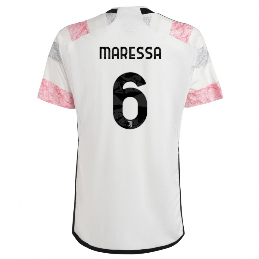 Hombre Fútbol Camiseta Tommaso Maressa #6 Blanco Rosa 2ª Equipación 2023/24 Perú