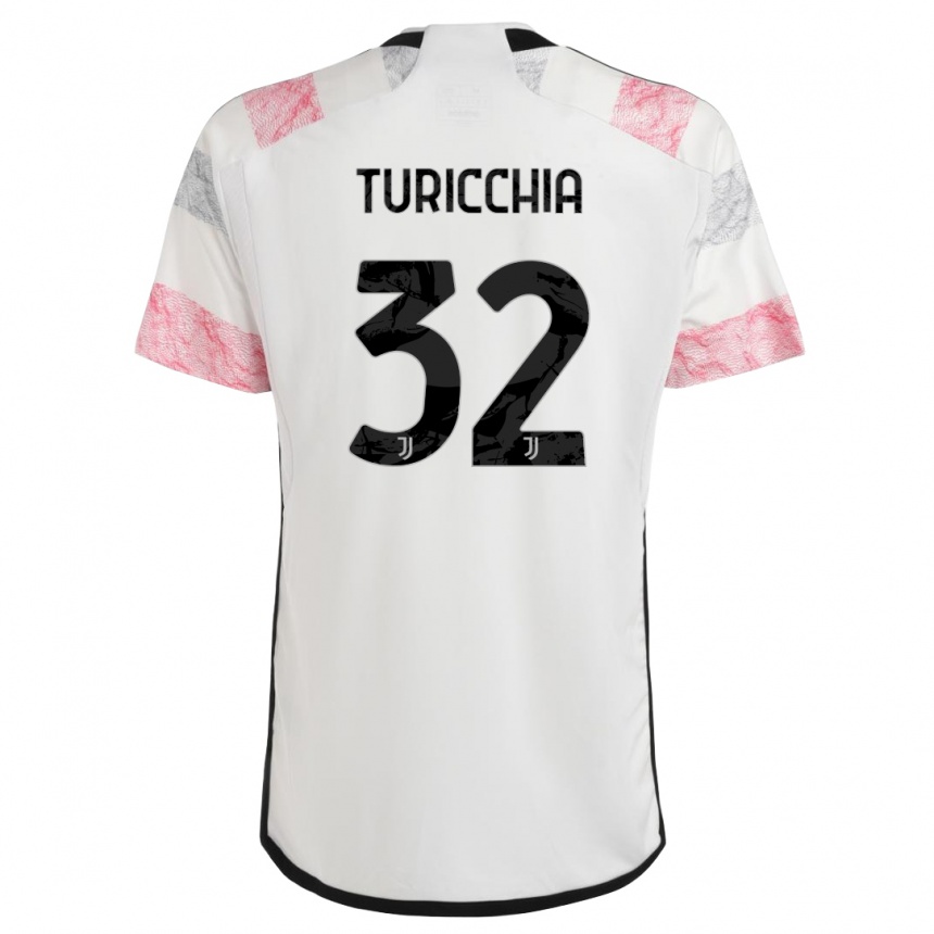 Hombre Fútbol Camiseta Riccardo Turicchia #32 Blanco Rosa 2ª Equipación 2023/24 Perú