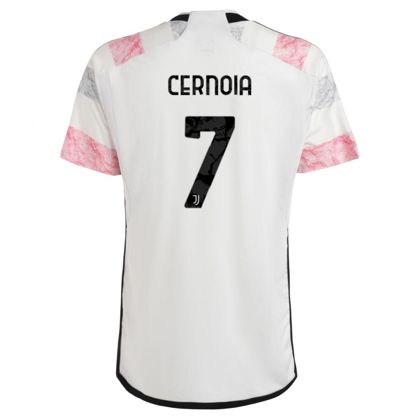 Hombre Fútbol Camiseta Valentina Cernoia #7 Blanco Rosa 2ª Equipación 2023/24 Perú