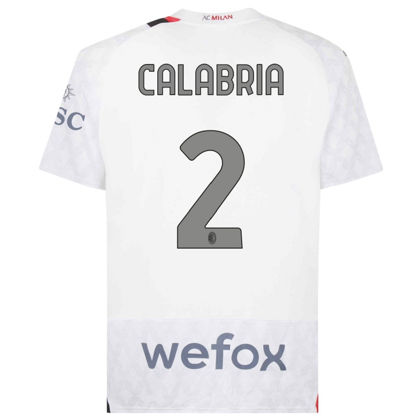 Hombre Fútbol Camiseta Davide Calabria #2 Blanco 2ª Equipación 2023/24 Perú