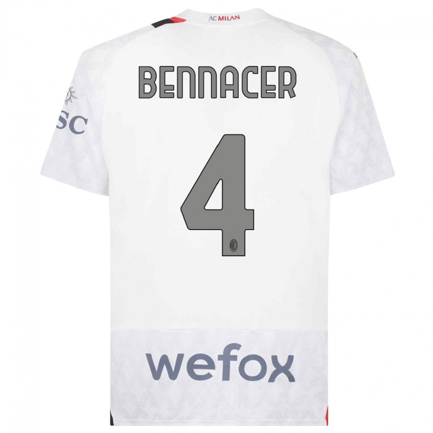 Hombre Fútbol Camiseta Ismael Bennacer #4 Blanco 2ª Equipación 2023/24 Perú