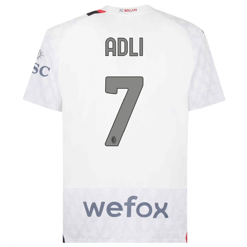 Hombre Fútbol Camiseta Yacine Adli #7 Blanco 2ª Equipación 2023/24 Perú