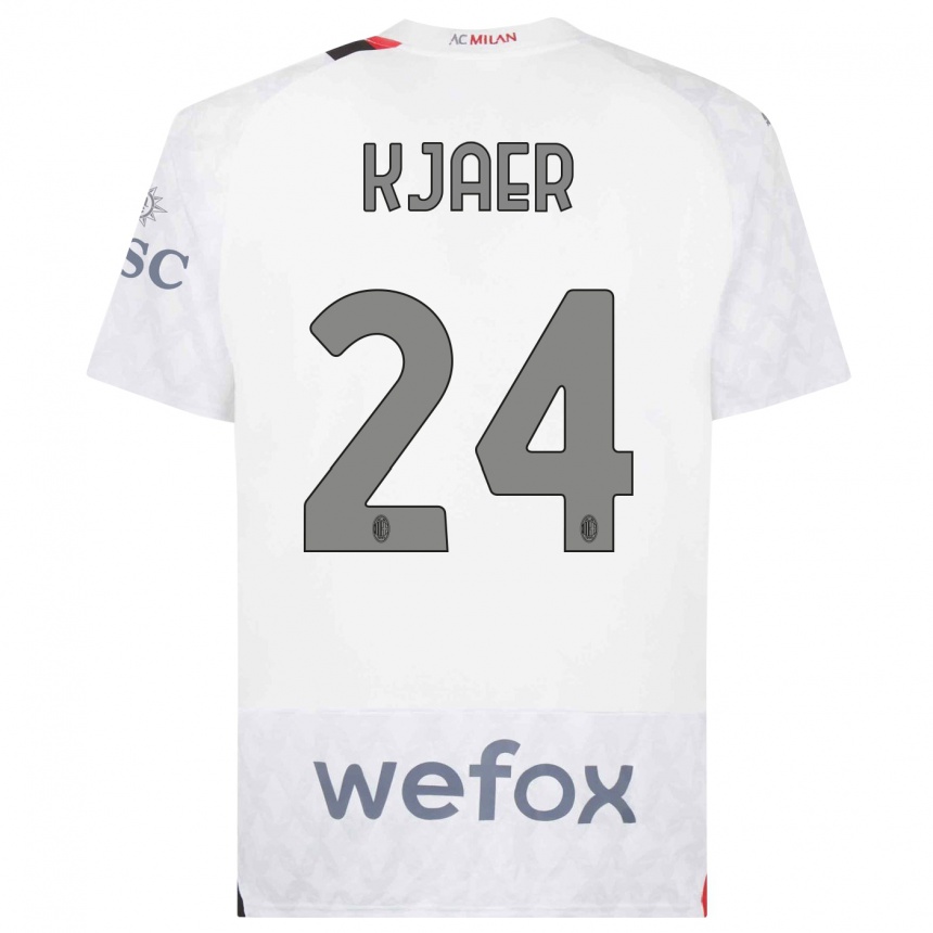 Hombre Fútbol Camiseta Simon Kjaer #24 Blanco 2ª Equipación 2023/24 Perú