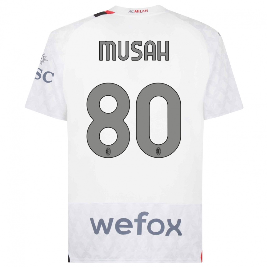 Hombre Fútbol Camiseta Yunus Musah #80 Blanco 2ª Equipación 2023/24 Perú