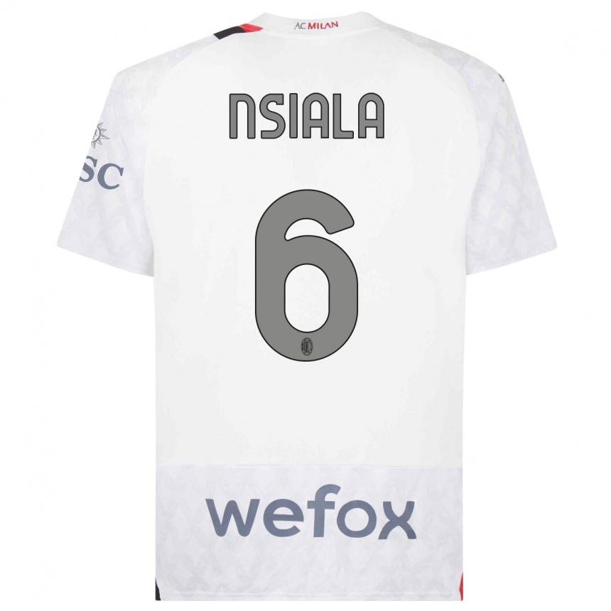 Hombre Fútbol Camiseta Clinton Nsiala #6 Blanco 2ª Equipación 2023/24 Perú