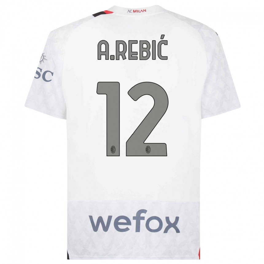 Hombre Fútbol Camiseta Ante Rebic #12 Blanco 2ª Equipación 2023/24 Perú