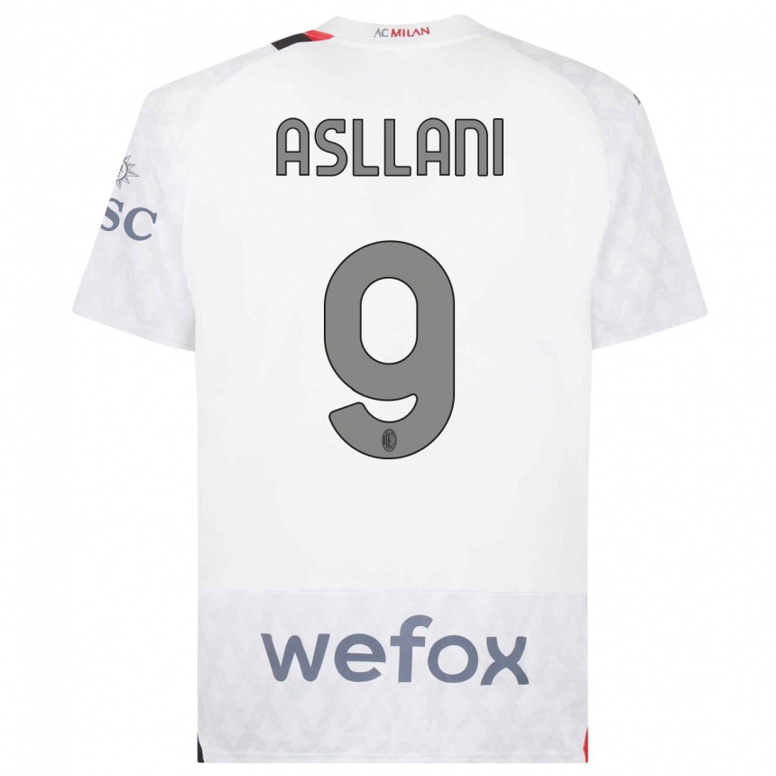 Hombre Fútbol Camiseta Kosovare Asllani #9 Blanco 2ª Equipación 2023/24 Perú