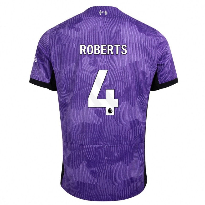 Hombre Fútbol Camiseta Rhiannon Roberts #4 Púrpura Equipación Tercera 2023/24 Perú