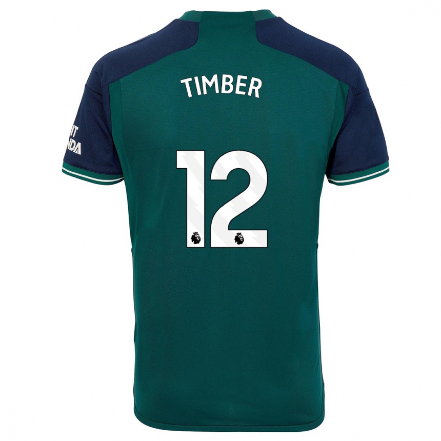 Hombre Fútbol Camiseta Jurrien Timber #12 Verde Equipación Tercera 2023/24 Perú