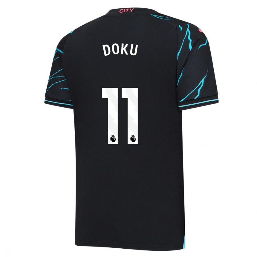 Hombre Fútbol Camiseta Jérémy Doku #11 Azul Oscuro Equipación Tercera 2023/24 Perú