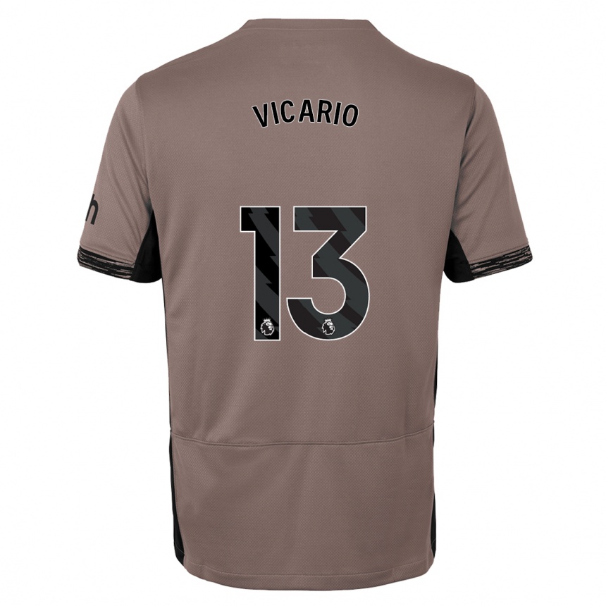 Hombre Fútbol Camiseta Guglielmo Vicario #13 Beige Obscuro Equipación Tercera 2023/24 Perú