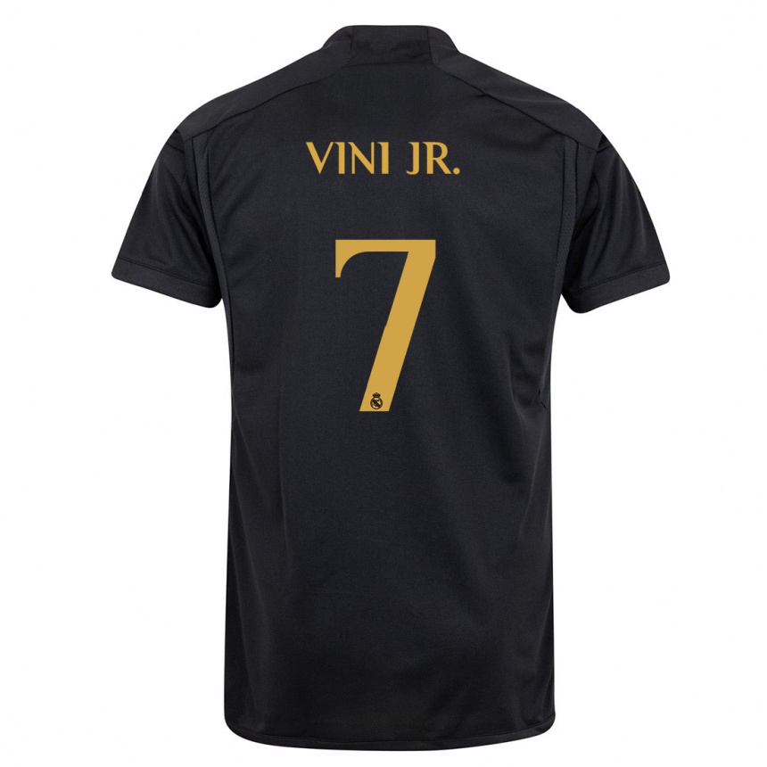 Hombre Fútbol Camiseta Vinicius Junior #7 Negro Equipación Tercera 2023/24 Perú