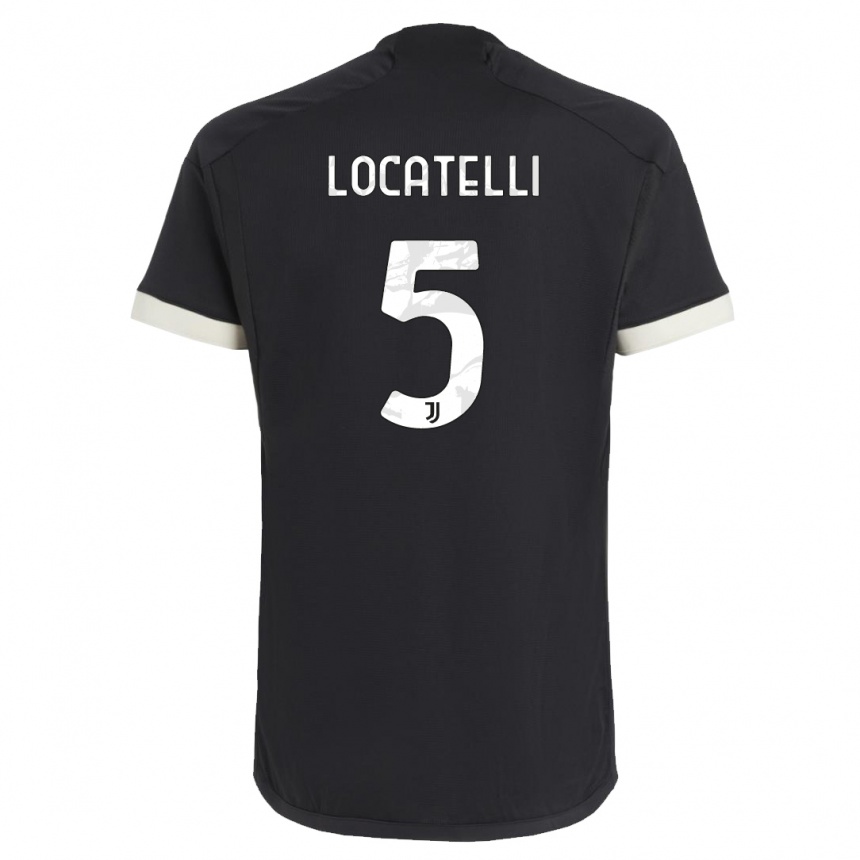 Hombre Fútbol Camiseta Manuel Locatelli #5 Negro Equipación Tercera 2023/24 Perú