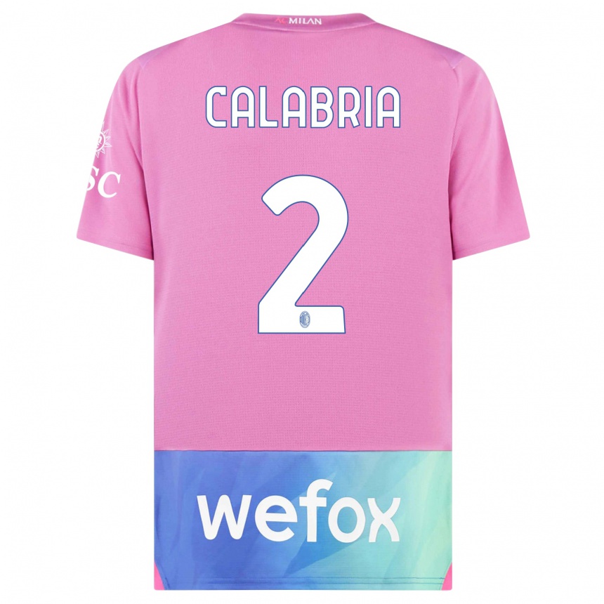 Hombre Fútbol Camiseta Davide Calabria #2 Rosado Morado Equipación Tercera 2023/24 Perú