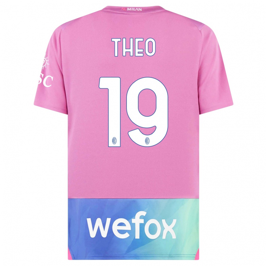 Hombre Fútbol Camiseta Theo Hernandez #19 Rosado Morado Equipación Tercera 2023/24 Perú