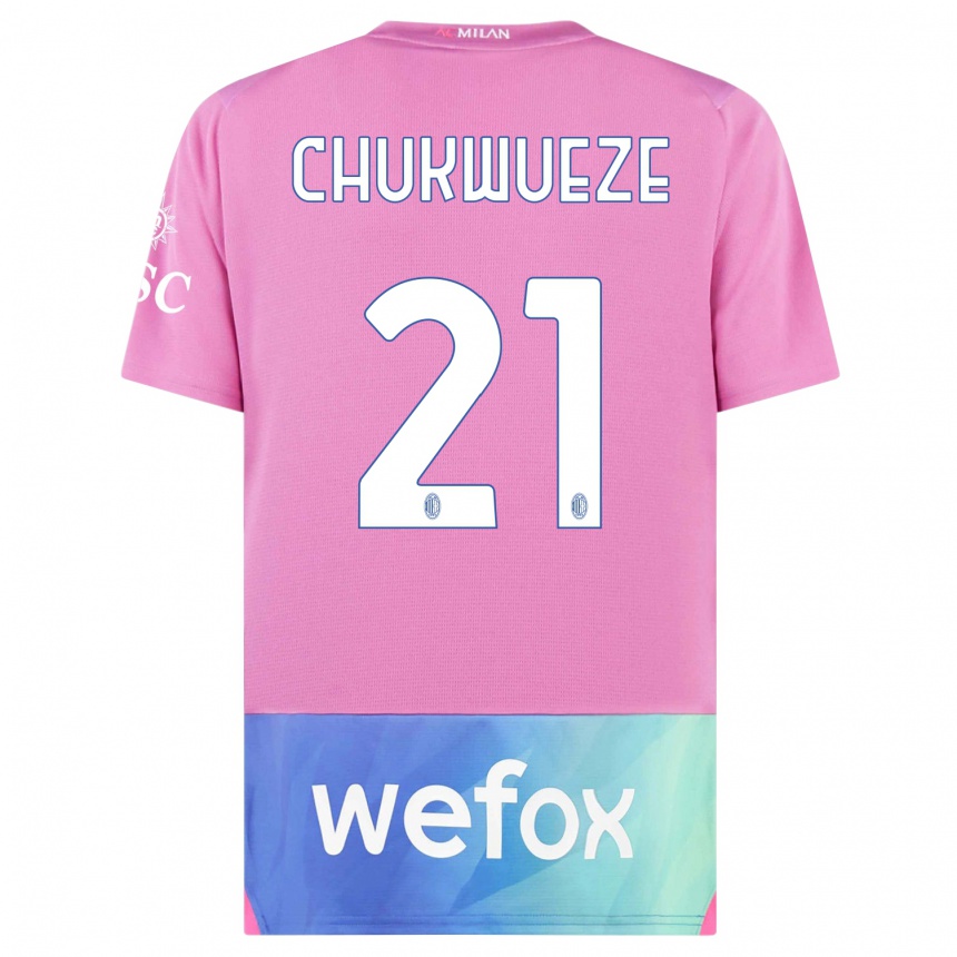 Hombre Fútbol Camiseta Samuel Chukwueze #21 Rosado Morado Equipación Tercera 2023/24 Perú