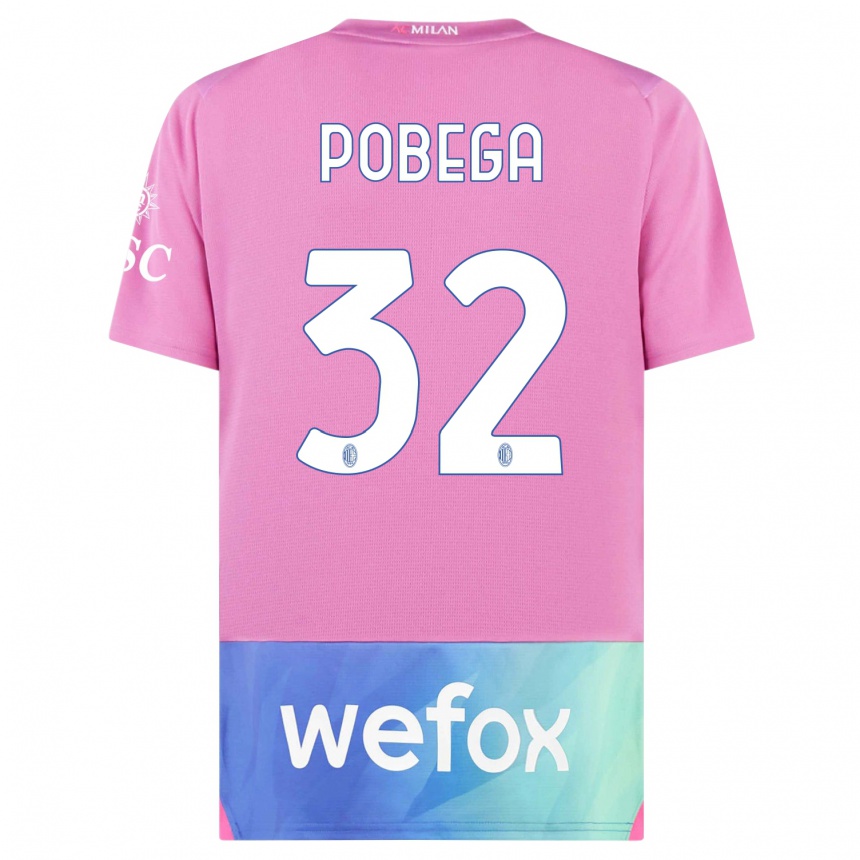 Hombre Fútbol Camiseta Tommaso Pobega #32 Rosado Morado Equipación Tercera 2023/24 Perú