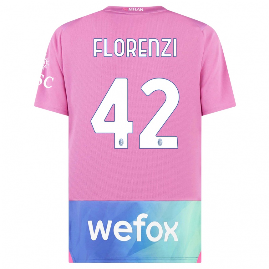 Hombre Fútbol Camiseta Alessandro Florenzi #42 Rosado Morado Equipación Tercera 2023/24 Perú