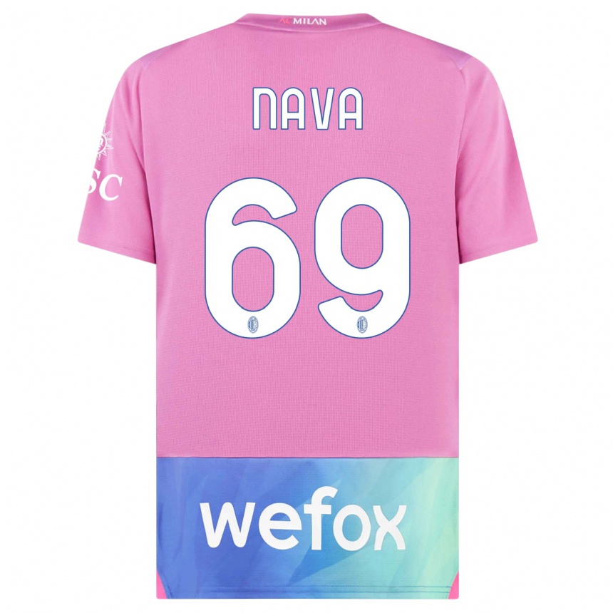 Hombre Fútbol Camiseta Lapo Nava #69 Rosado Morado Equipación Tercera 2023/24 Perú