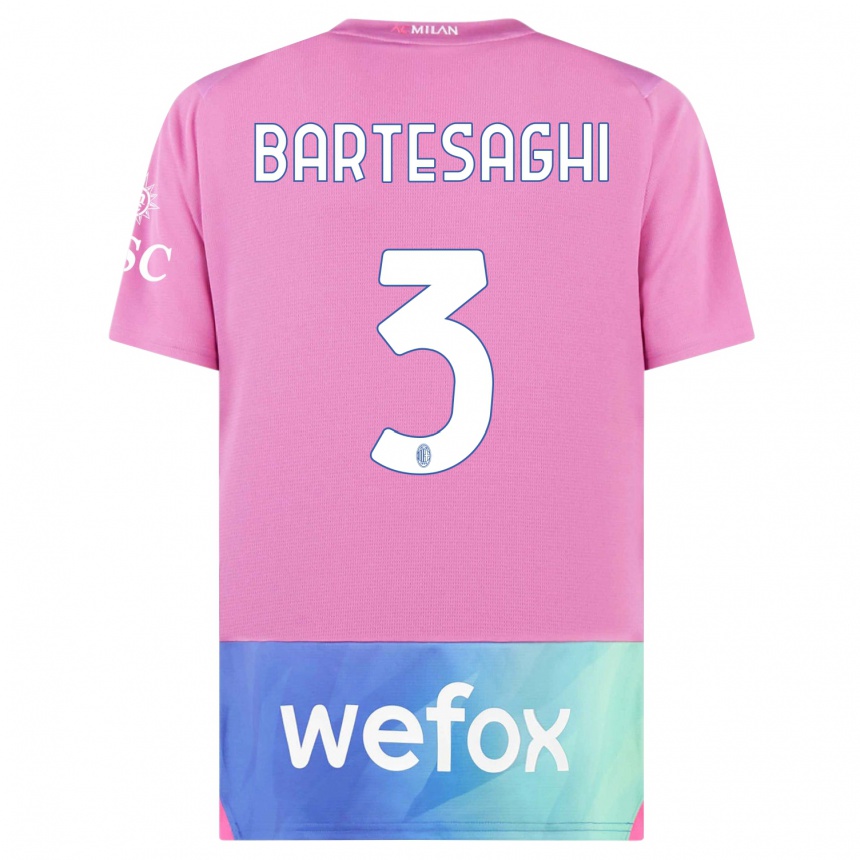 Hombre Fútbol Camiseta Davide Bartesaghi #3 Rosado Morado Equipación Tercera 2023/24 Perú