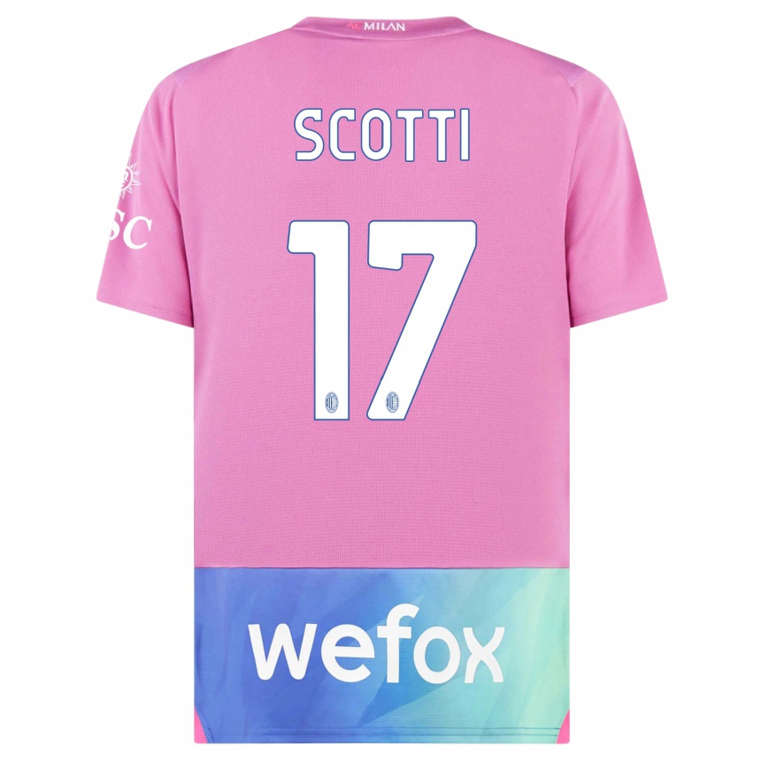 Hombre Fútbol Camiseta Filippo Scotti #17 Rosado Morado Equipación Tercera 2023/24 Perú