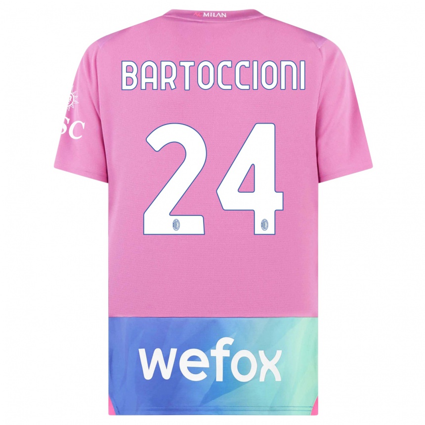 Hombre Fútbol Camiseta Andrea Bartoccioni #24 Rosado Morado Equipación Tercera 2023/24 Perú